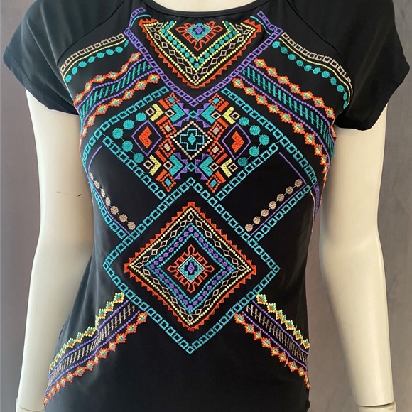 Nanette Lepore Other - Nanette Lepore Black Short Sleeve Embroidered Swim Shirt